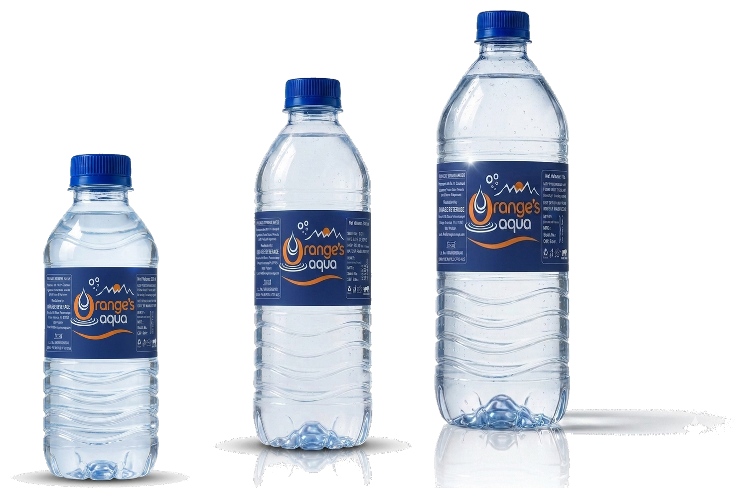 Orange's Aqua 200 ml, 500 ml and 1 litre bottles